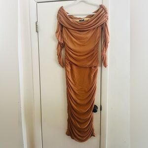 NWT Bodycon Ruching Forest Fairy Whimsygoth Boho Off The Shoulder Cocktail Dress